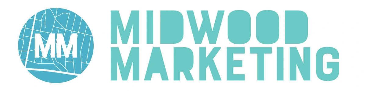 Midwood Marketing horizontal logo in turquoise