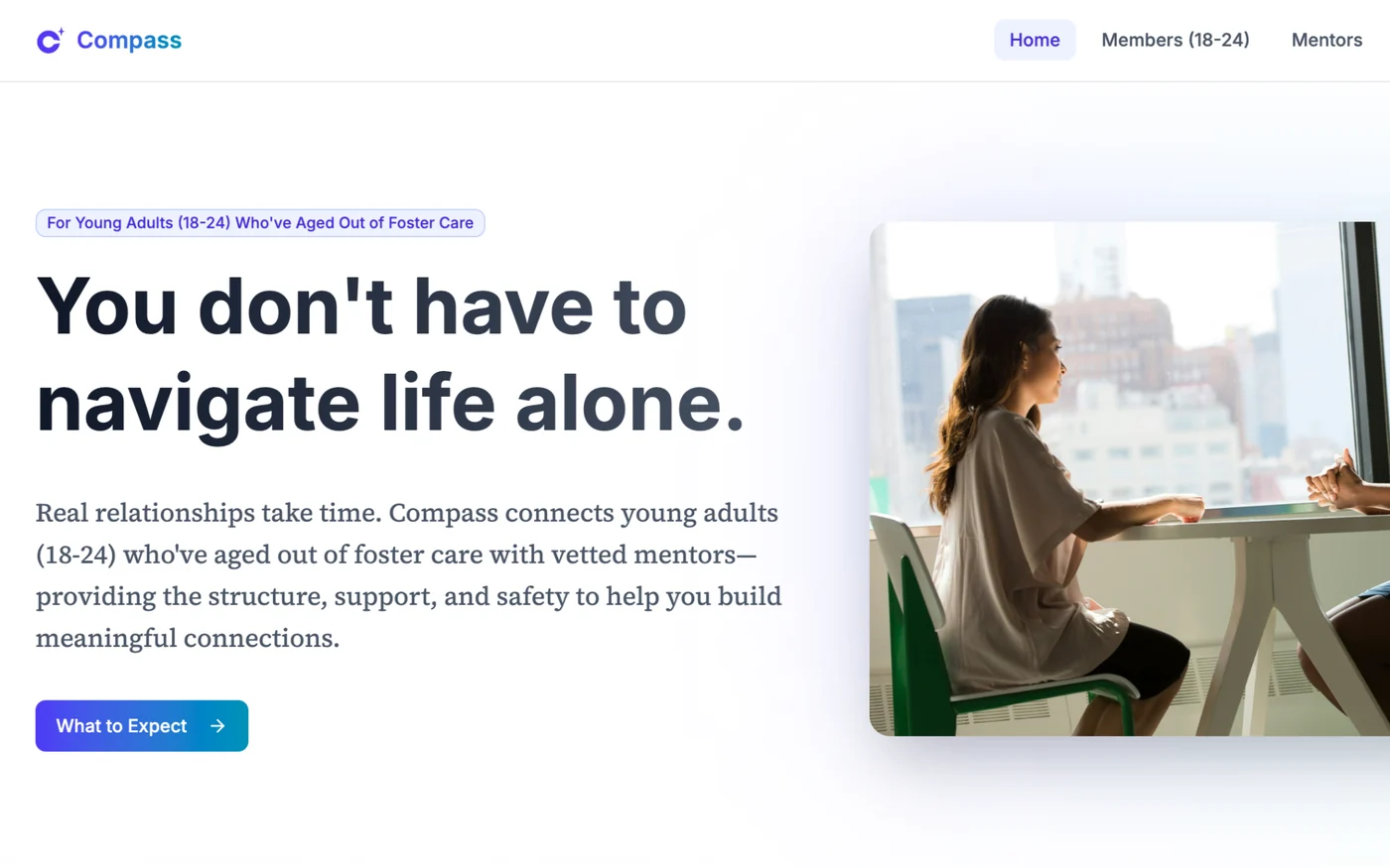 Compass mentor network concept landing page