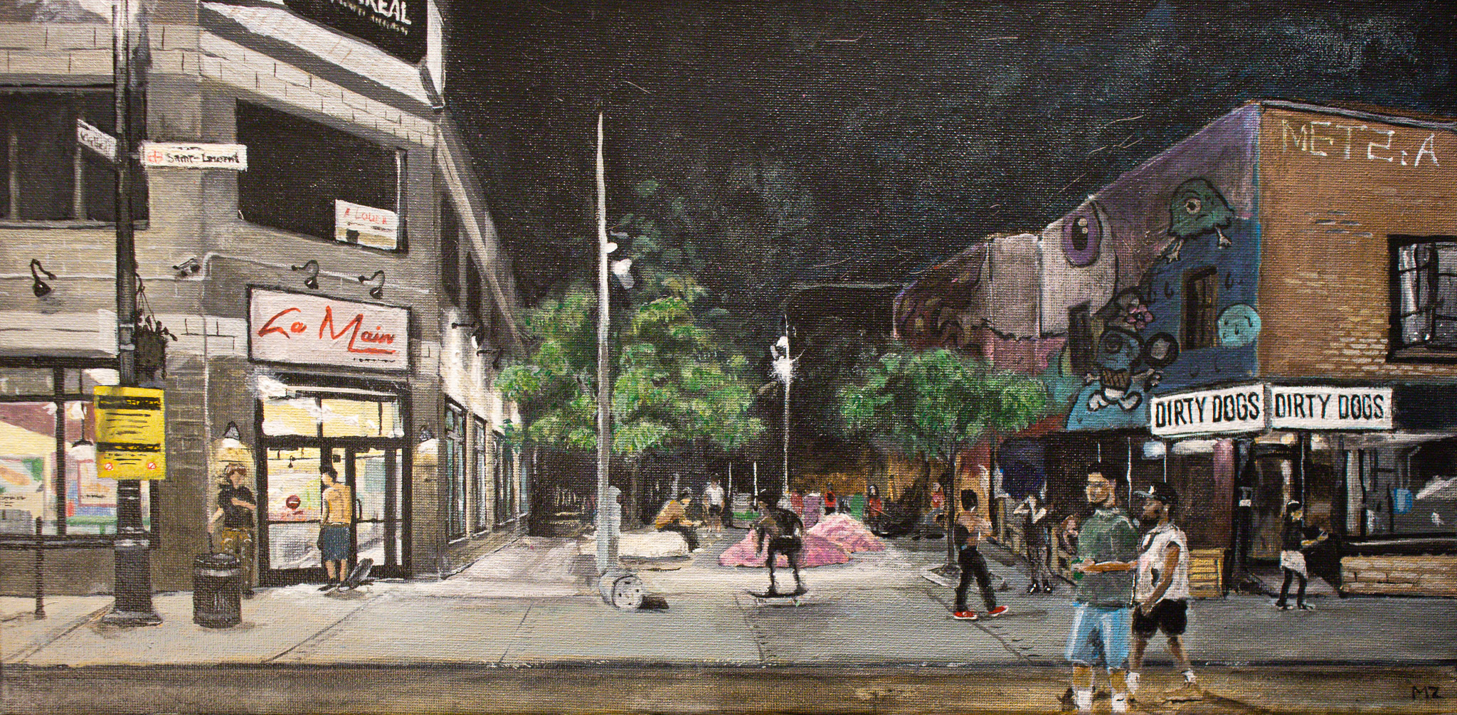Montreal street scene painting